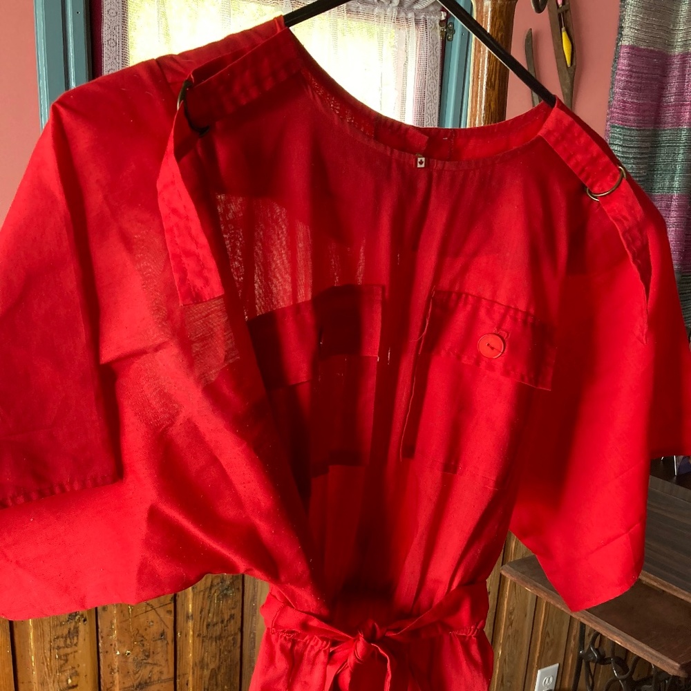 LaBelle Size 8 red Canada Day Jumpsuit with pin